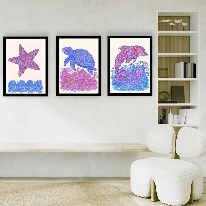 Aqua Bliss Paper Wall Painting With Frame - Black media 4