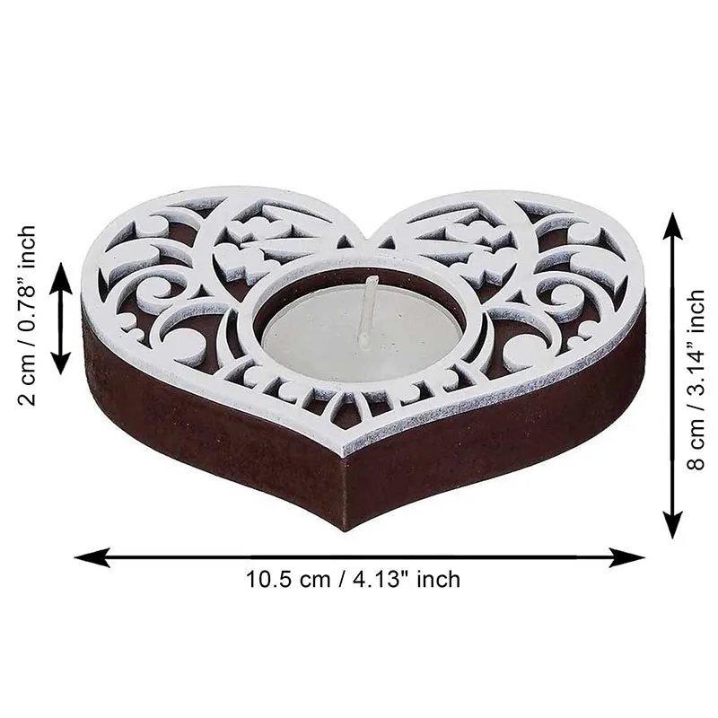 Intricate Heart Wood Tea Light Holder (Black) - Set Of Six media 5