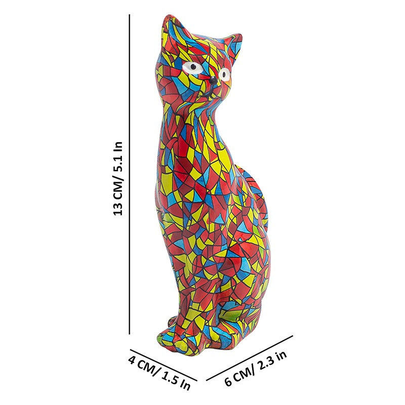 Mosaic Kitten Showpiece - Red, Yellow media 10