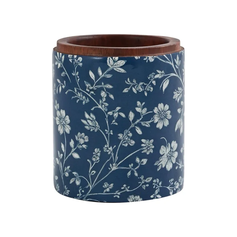 Indigo Vines Wood Cutlery Stand media 5