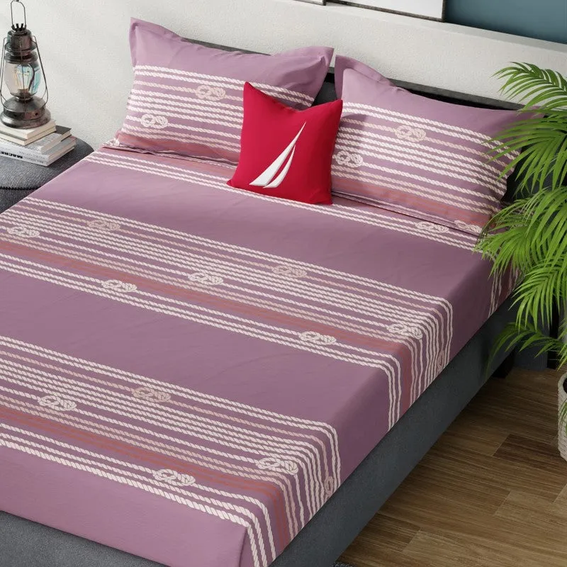 Nautica Snug Nest Cotton Bedsheet (Pink) - 160 TC media 1