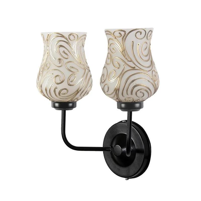 Golden Swirl Twin Tulip Glass Wall Lamp media 7