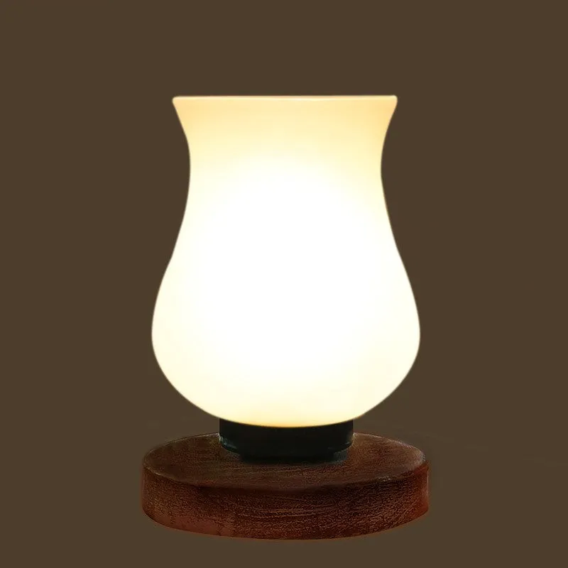 Radiessa Glass Table Lamp With Wooden Base - White media 6