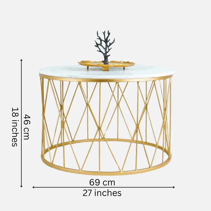 Aurum Grid Accent Table with Marble Top media 7