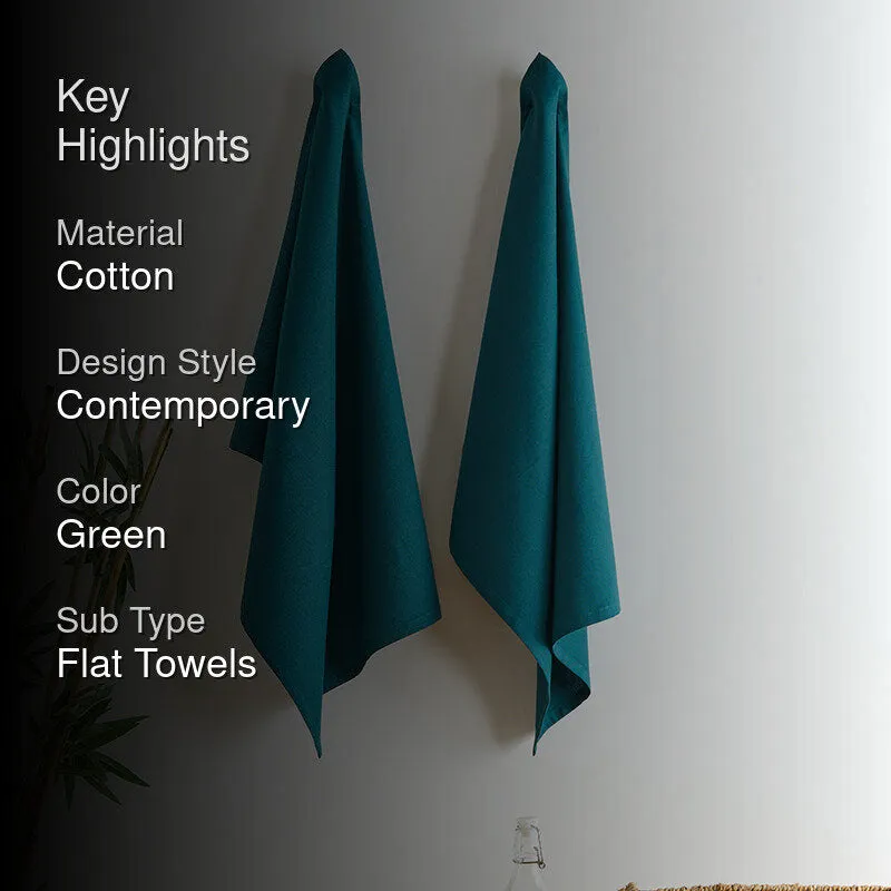 Sophistitch Solid Cotton Kitchen Towel (Dark Green) - Set Of Two media 2