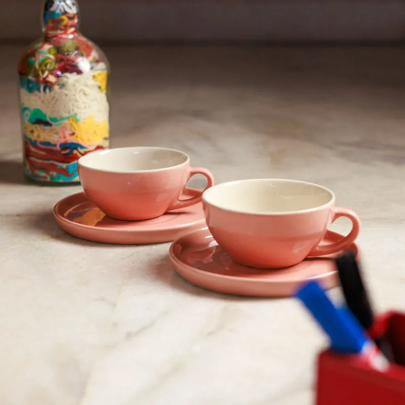 Blush & Brew Cup & Saucer (Pink/240 mL) - Four Piece Set media 5
