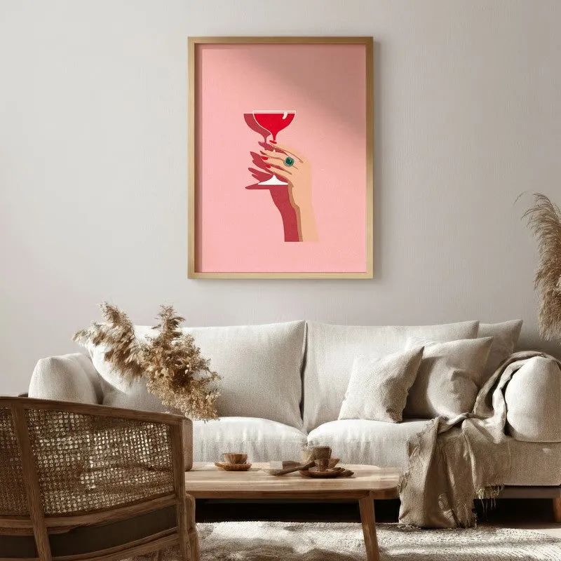 Pink Palette Canvas Wall Painting - Brown Frame media 1