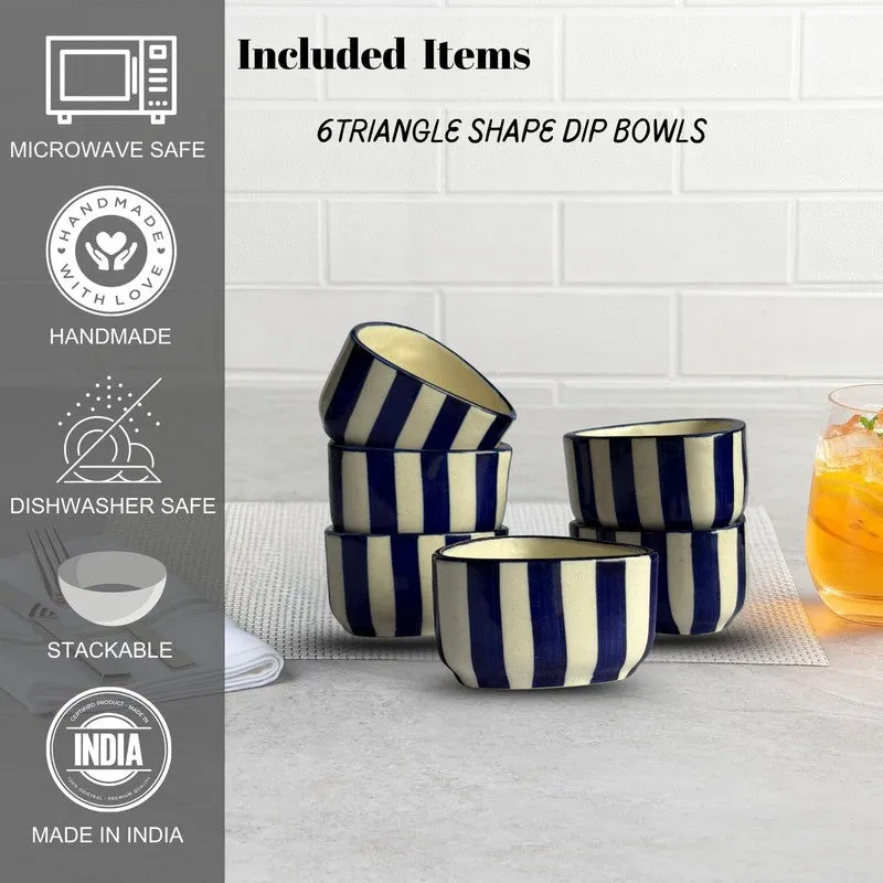 Annavya Ceramic Dip Bowls (Blue,White ,50 mL Each) - Set Of Six media 6