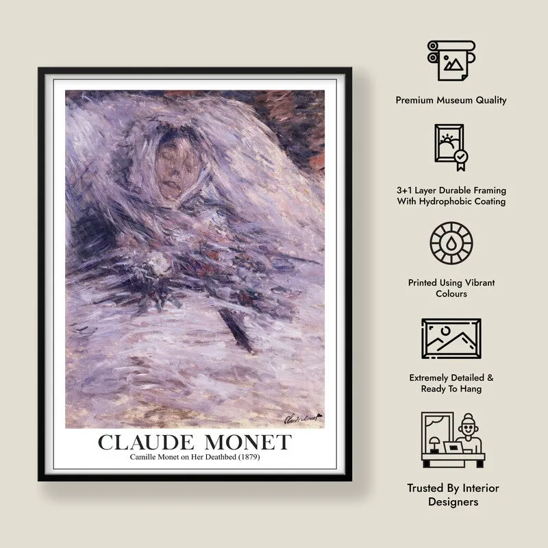 Camille Monet On Her Deathbed Archival Canvas Wall Painting - Black Frame media 8