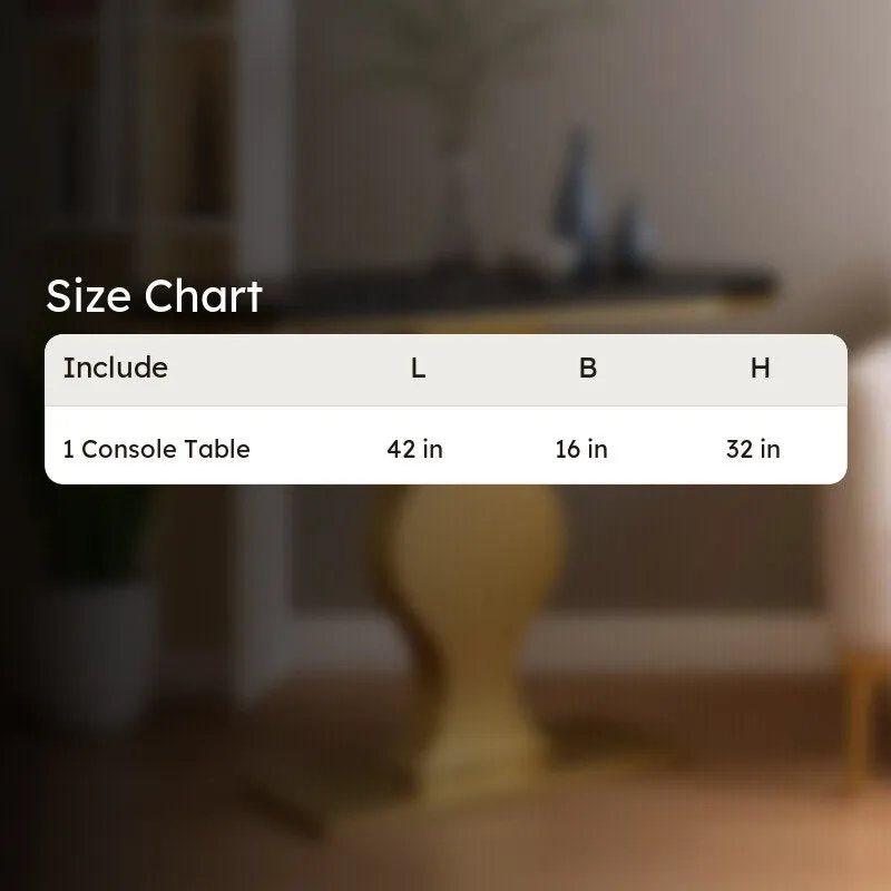 Curvy Metal Console Table with Marble Top (Gold) - Medium media 5