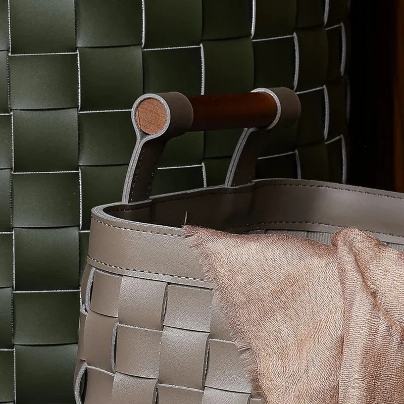 Elegra Faux Leather Storage Basket - Grey media 5