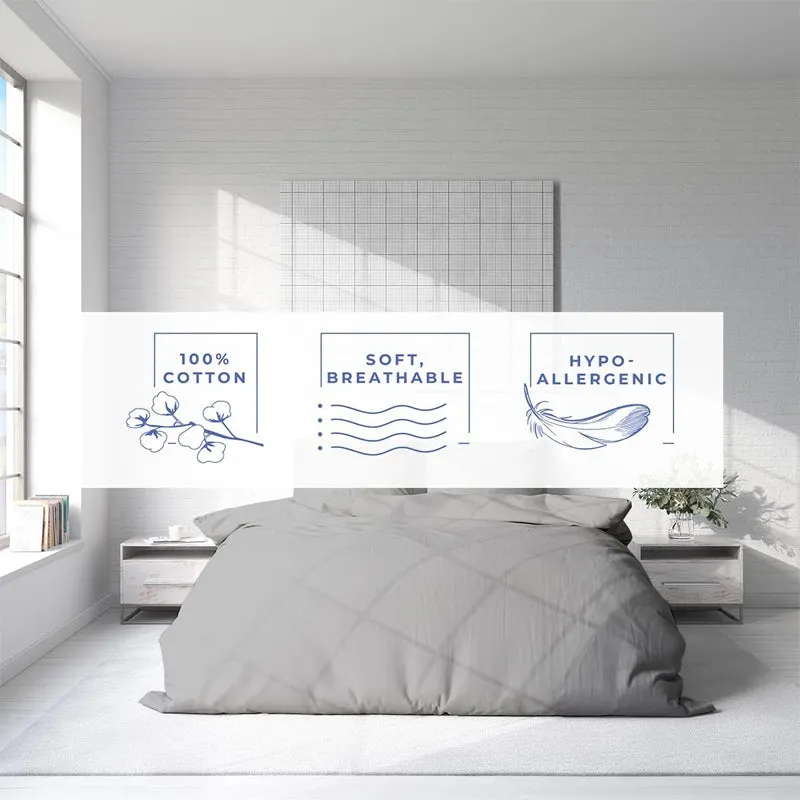 Amelia 100% Cotton Satin Weave Duvet Cover With Pillow Covers - Light Grey media 5