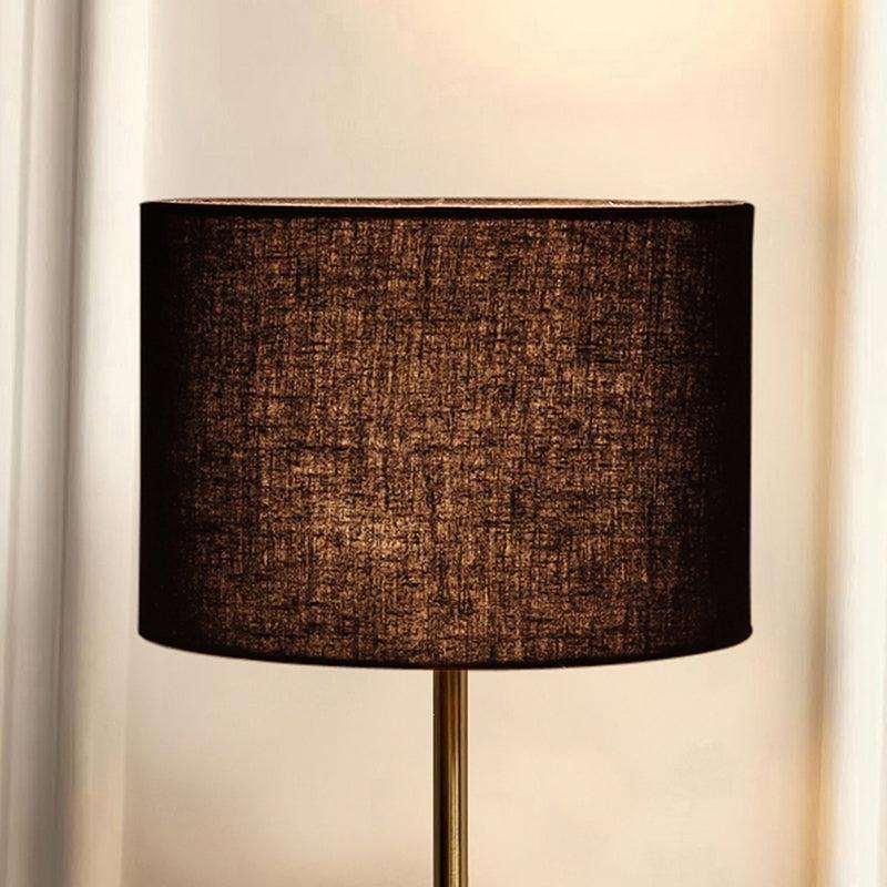Glow Mesa Cotton & Metal Table Lamp (Drum) - Black,Gold media 3