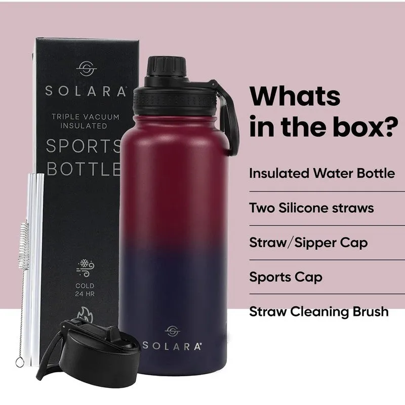Insulated bottle with box, straws, lids and cleaning brush