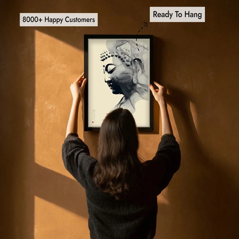 Buddha In Grace Archival Paper Wall Painting With Black Frame media 7