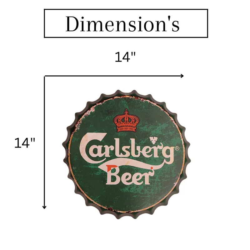 Carlsberg Beer Rust Bottle Cap Metal Wall Accent media 6