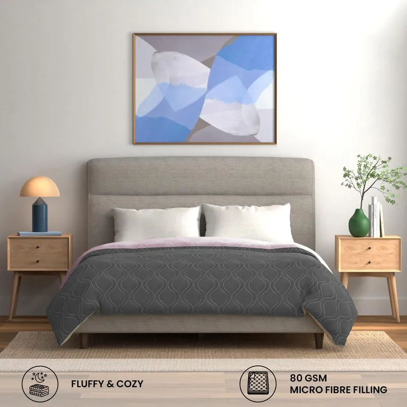 Urban Space Triad Microfiber Reversible Comforter (Grey, Rose) - 80 GSM media 4