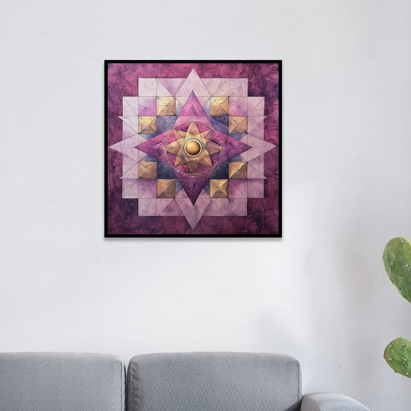 Purple Mandala Canvas Wall Art With Frame media 6