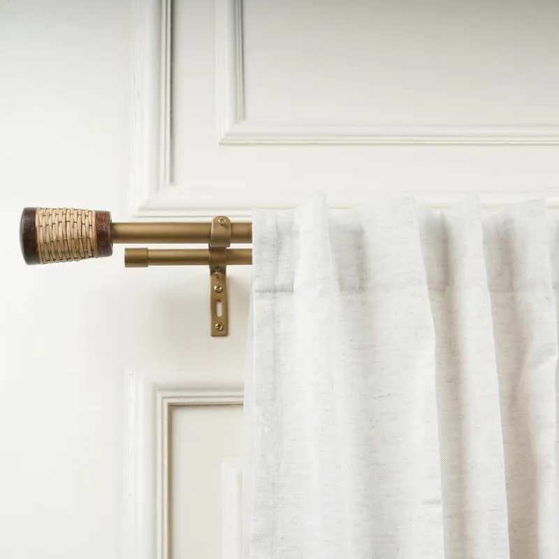 Venetian Weave Duo Extendable 1" Double Curtain Rod With Round Finial & Brackets media 1