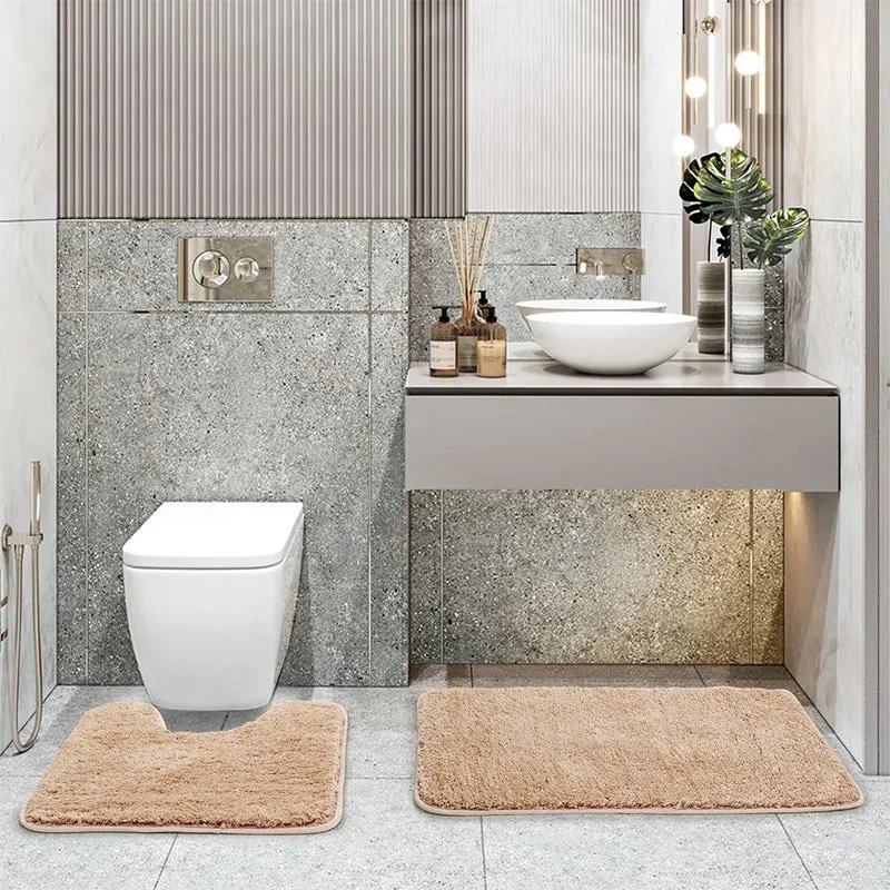 Helen Anti Skid Bath Mat & Contour Mat (Beige) - Two Piece Set media 4