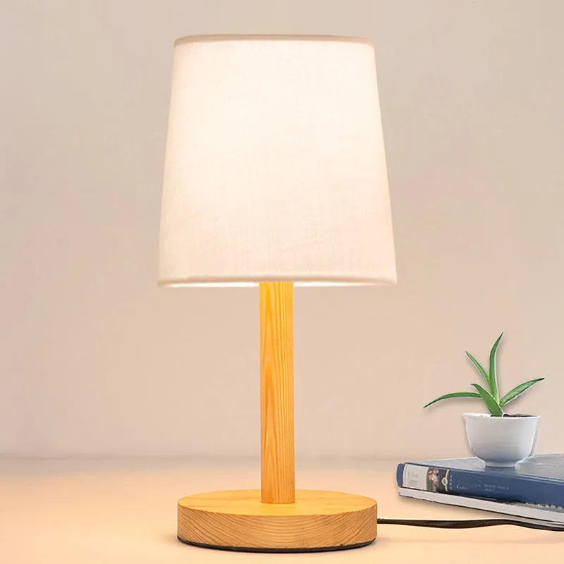 Serafine and Wood Fabric Table Lamp - White,Brown media 3