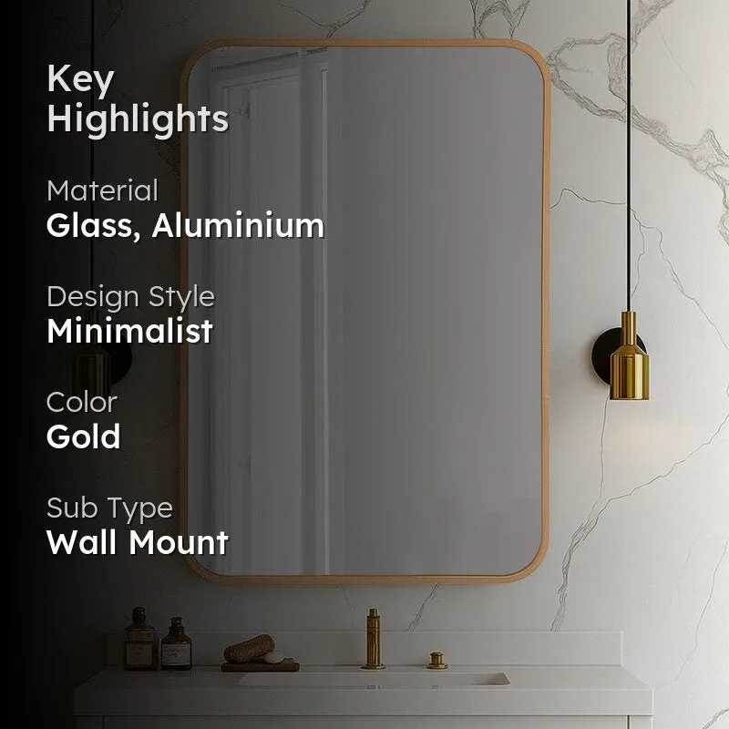 Gleamora Wall Mirror With Aluminium Frame - Gold media 2