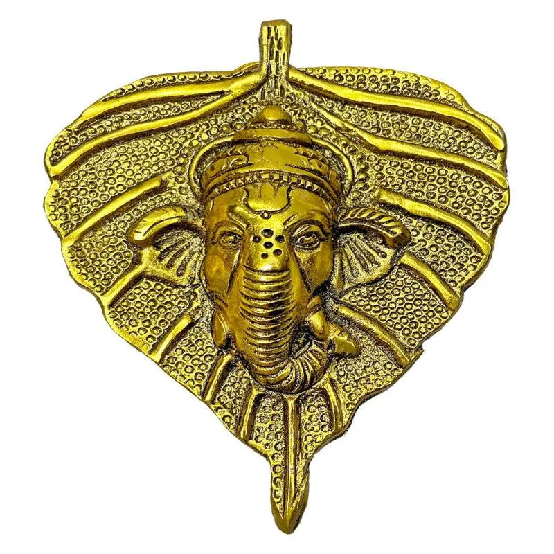 Ganesha Vadan On Leaf Aluminium Wall Accent media 5