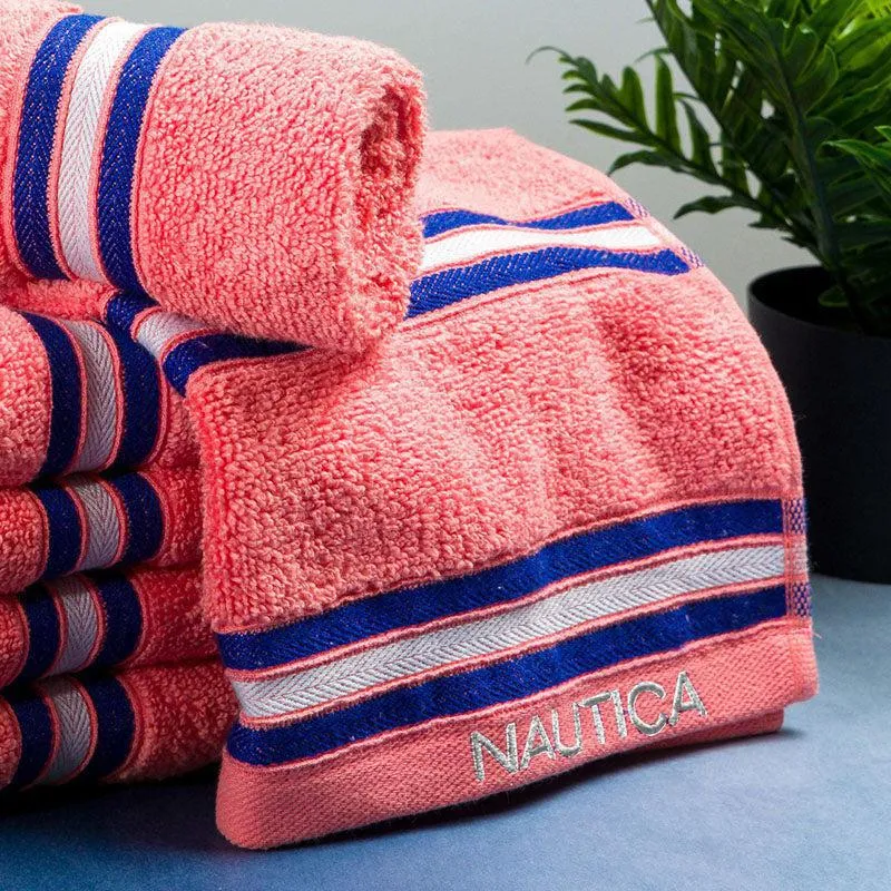Nautica Dove Dual Down Cotton Hand Towel (Coral) - Set Of Six media 3