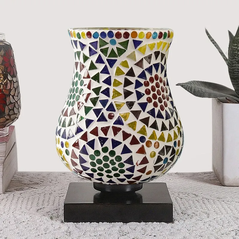 Clarent Mosaic Glass Table Lamp With Wooden Base - Multicolor media 4