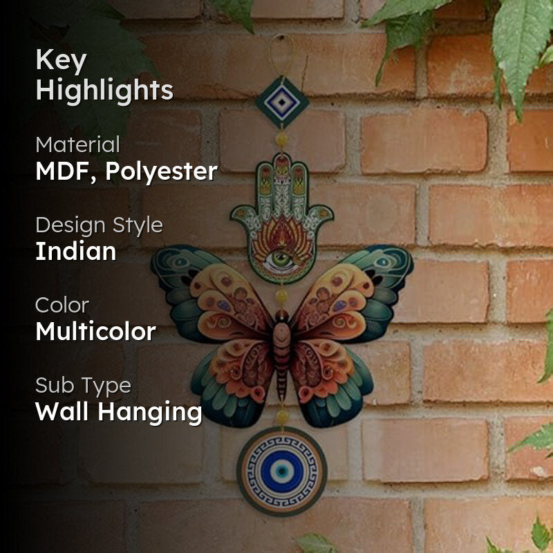 Butterfly Nazar III Polyester & MDF Wall Hanging media 2