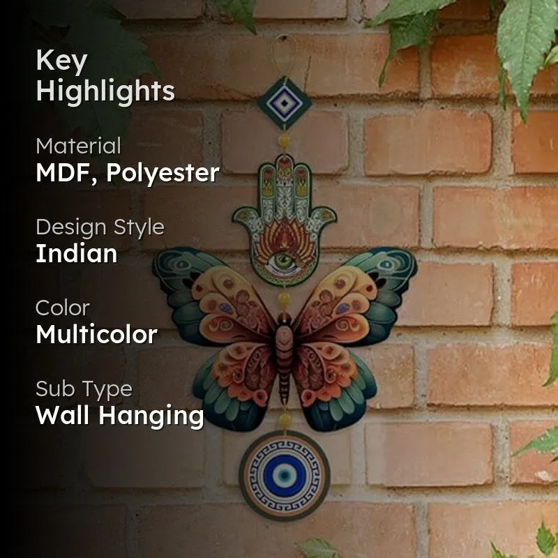 Butterfly Nazar III Polyester & MDF Wall Hanging - 2