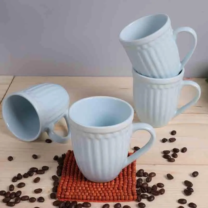 Mars Ceramic Coffee Mug (260 mL Each/Blue) - Set of Four media 3