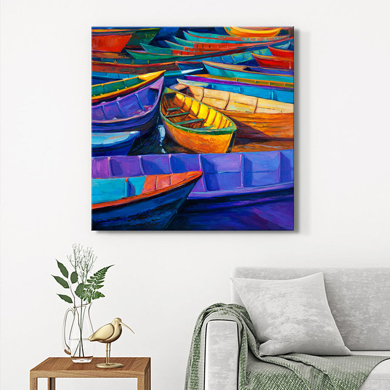 Docked Boats Wall Painting