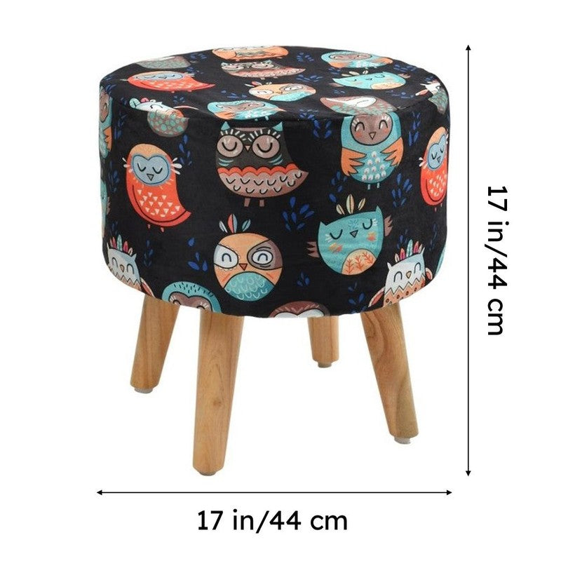 Avira Owl Print Multicolor Engineered Wood Ottomans - Set Of Two media 9
