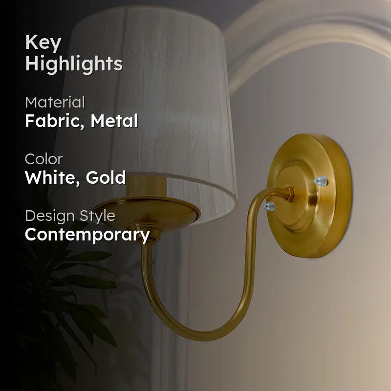 Pleat Carva Fabric & Metal Wall Lamp - Gold media 2