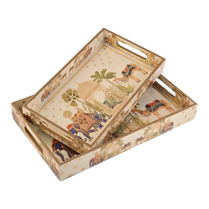 Rajvaha Wood Serving Tray (Large & Medium) - Set Of Two media 6