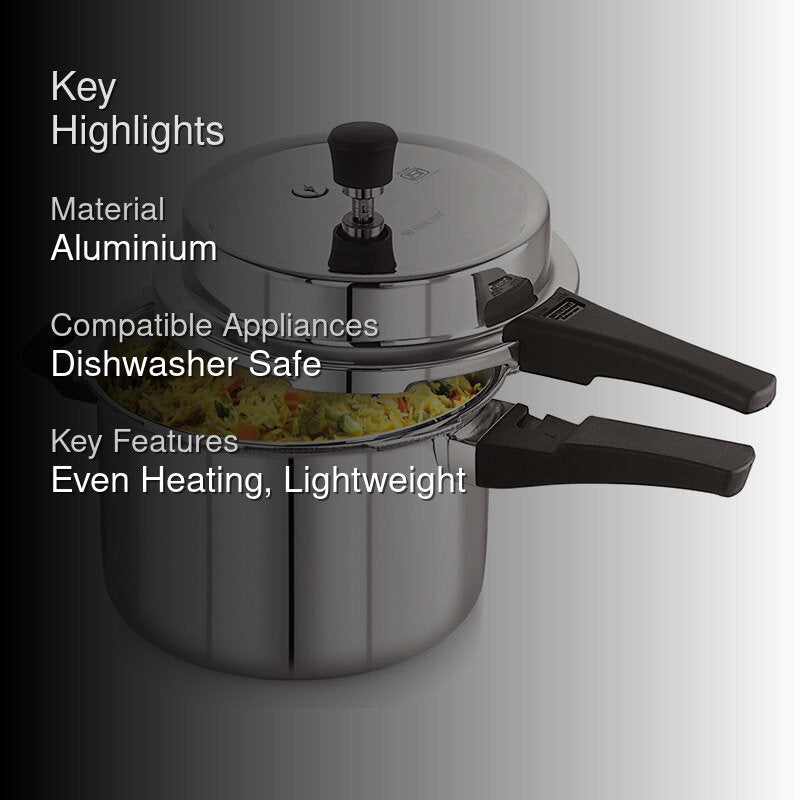 Nirlon Steel Glaze Pressure Cooker (5000 mL/3000 mL)- Set Of Two media 2