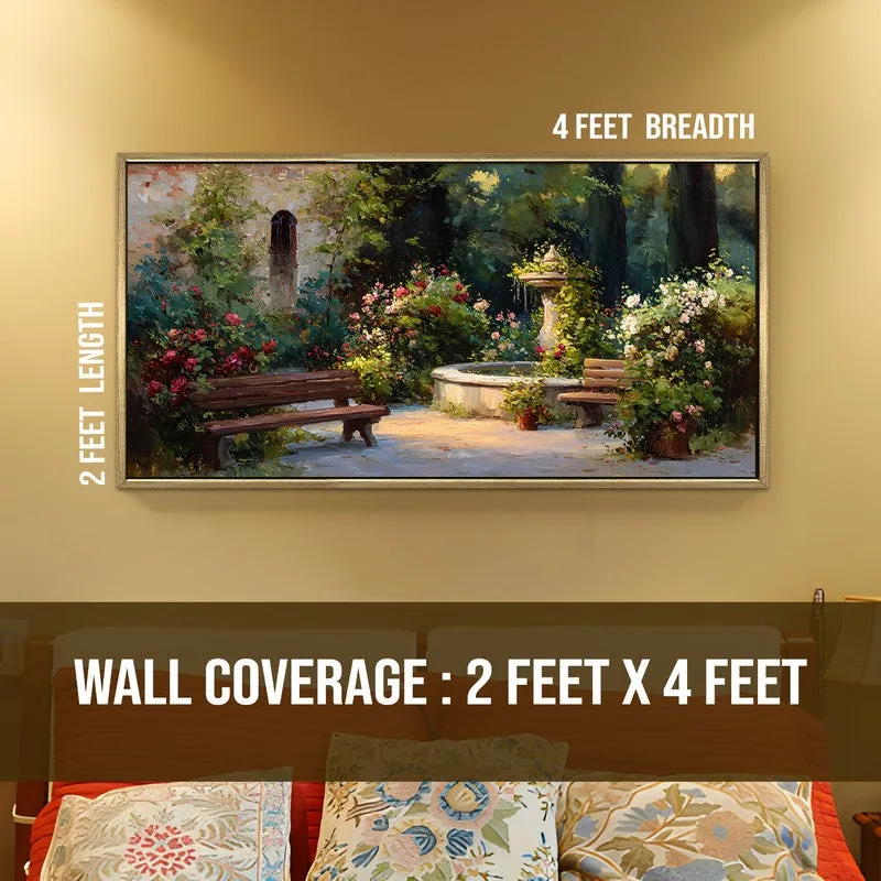 Fountain Reverie Canvas Wall Painting With Frame media 9