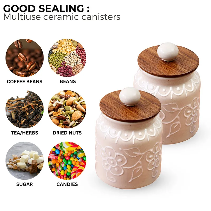 Nisarga Ceramic Jar (500 mL Each) - Set Of Two media 5
