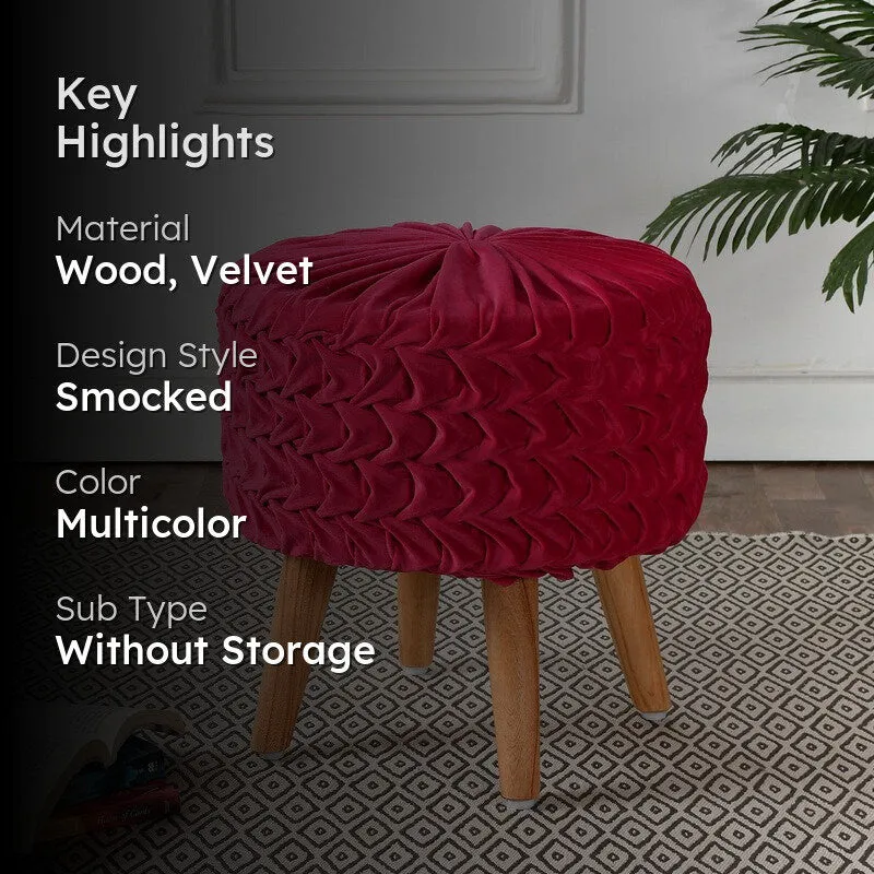 Velora Pink Engineered Wood Ottoman media 2