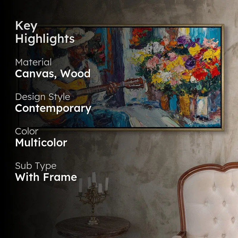 Melody Bloom Canvas Wall Painting With Frame media 2