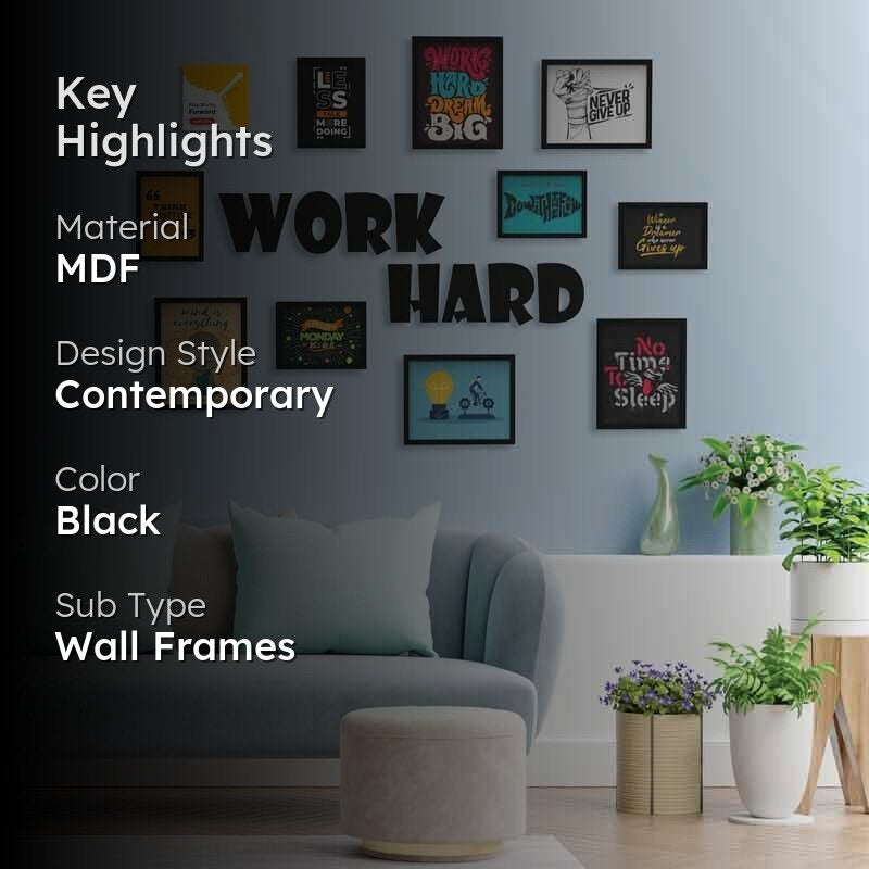Work Hard Collage MDF Photo Frames - Set Of Ten media 2