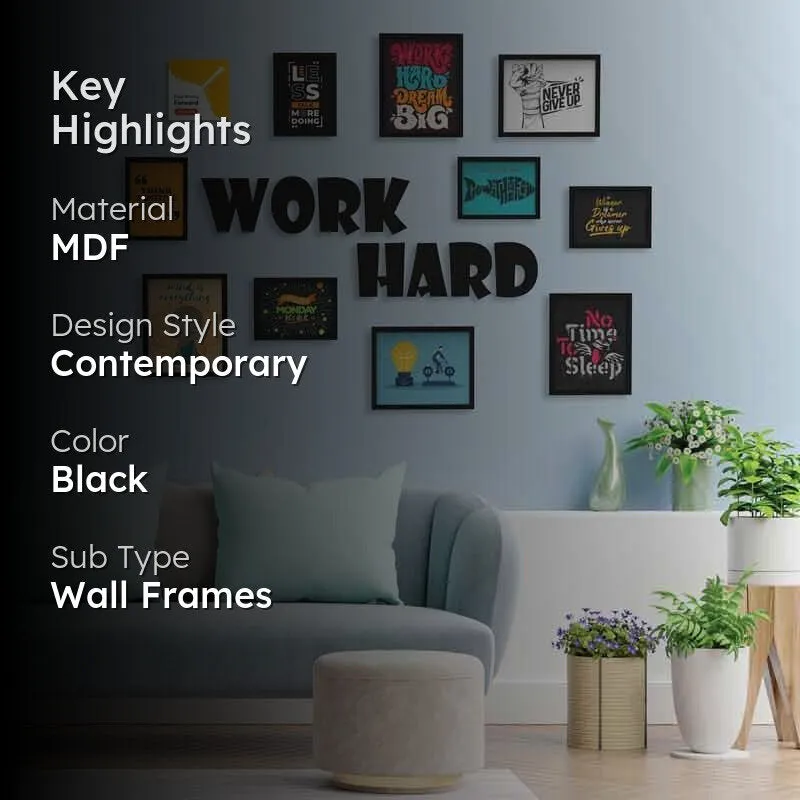 Work Hard Collage MDF Photo Frames - Set Of Ten media 2