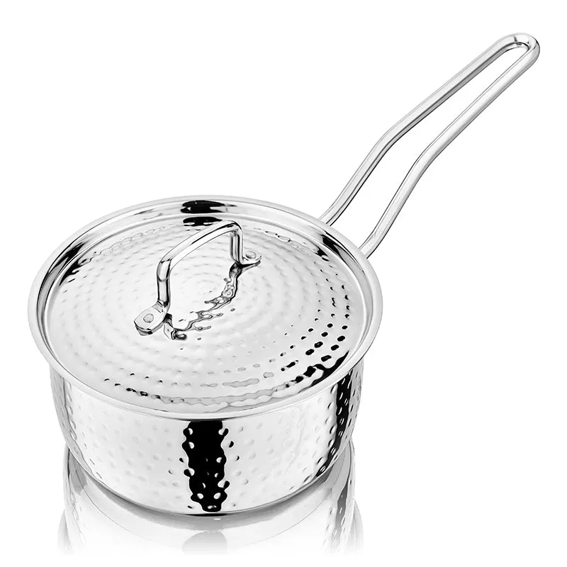 Nirlon Hammered Steel Saucepan With Lid - 1200 ML/6 Inches media 8