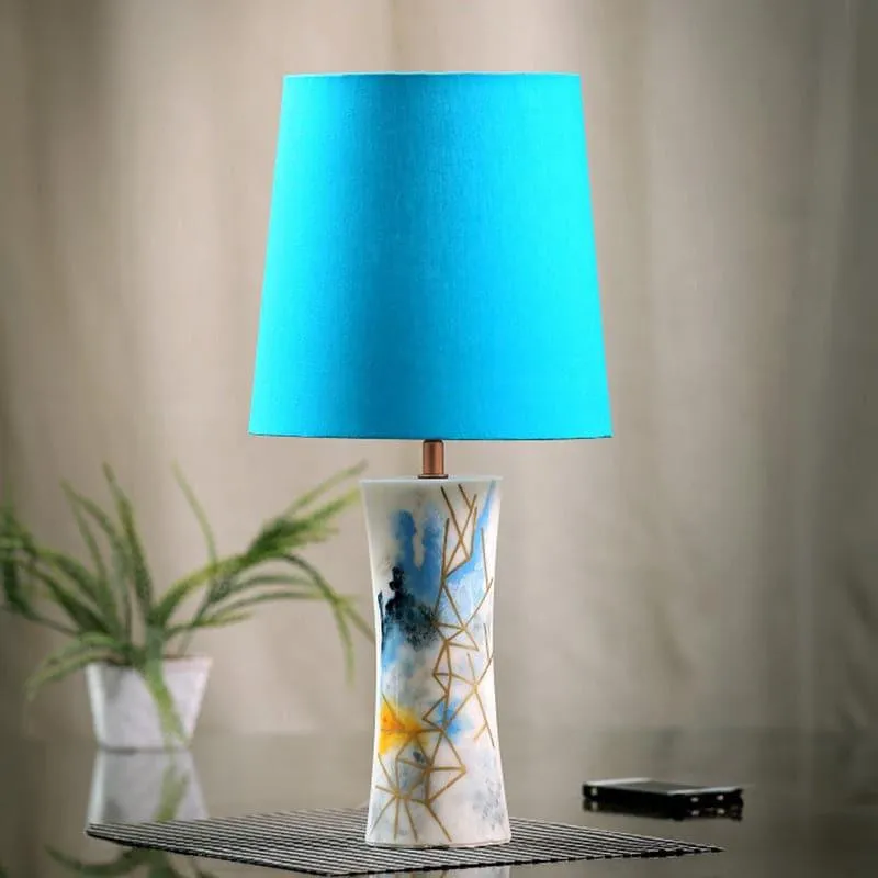 Blue Shine Right Hand Painted Ceramic Table Lamp - Multicolor media 3