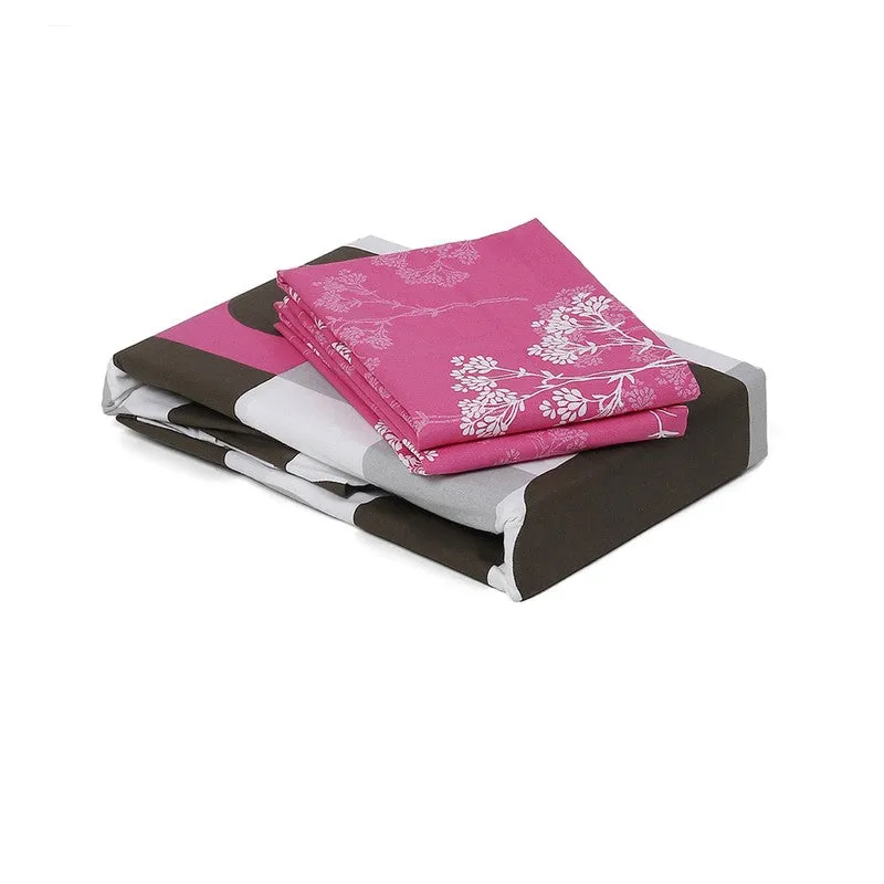 Monte Carlo Multi Blocks Cotton Bedsheet (Pink,Black) - 104 TC media 8