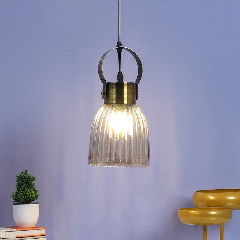 Auric Ribbed Glass Hanging Lamp