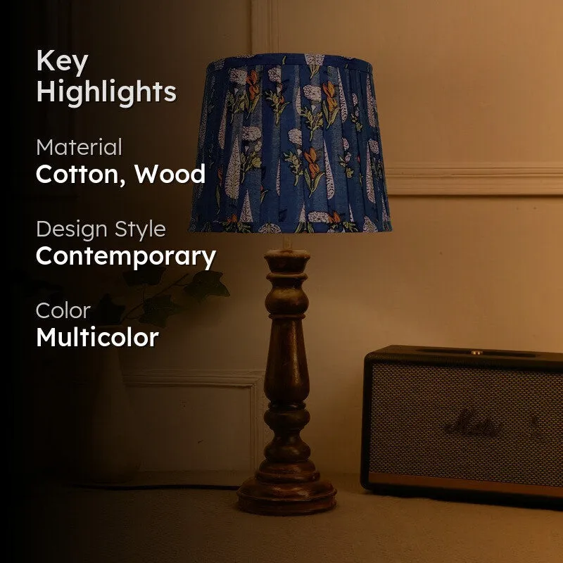 Indigo Whisper Wooden Base Cotton Table Lamp - Multicolor media 2