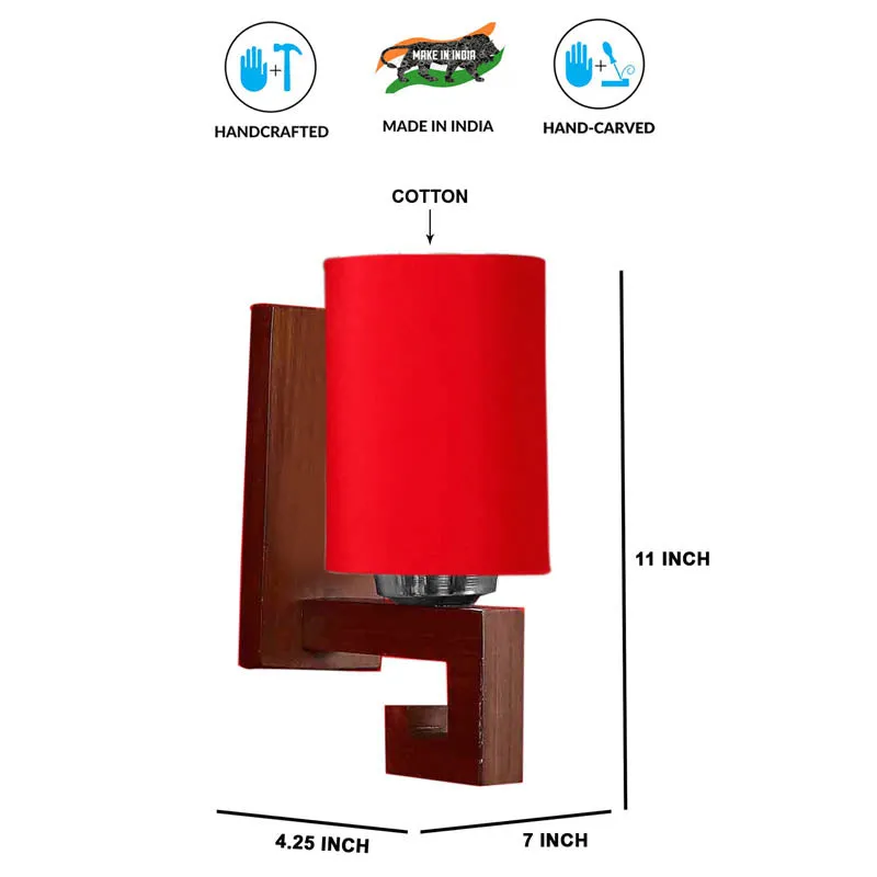 Rauthaz Cylindrical Wooden Wall Lamp media 6