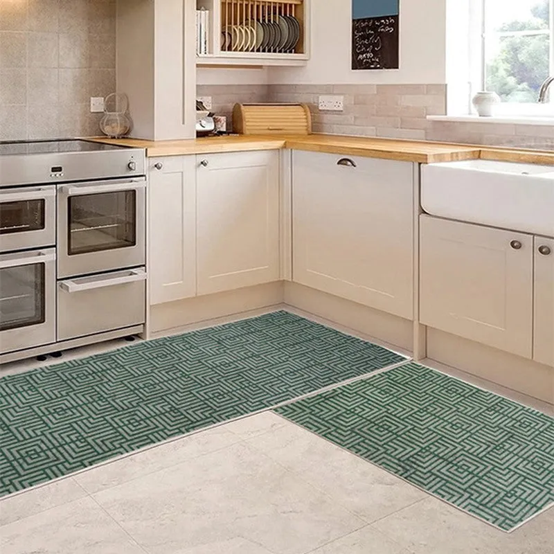 KitchGeometry Kitchen Floor Mats (Grey) - Set of Two media 1